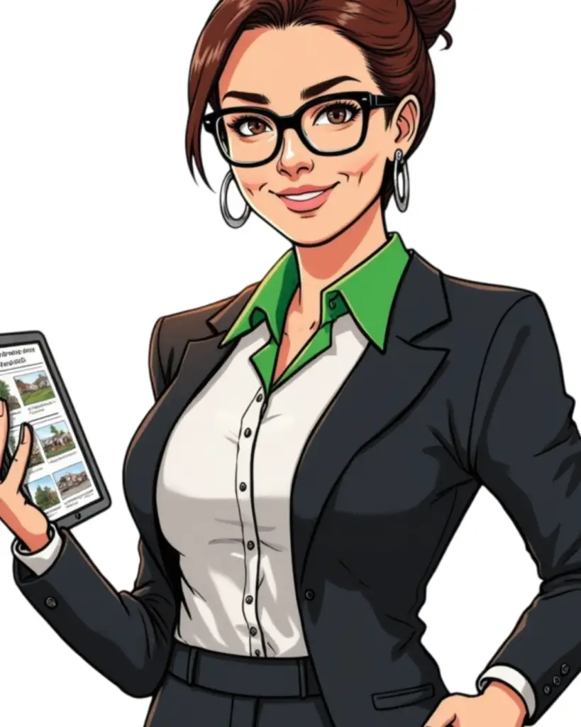 a cartoon of a woman holding a phone